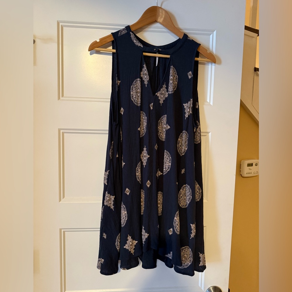 Free People Tree Swing Dress  Navy and Pink Size Small